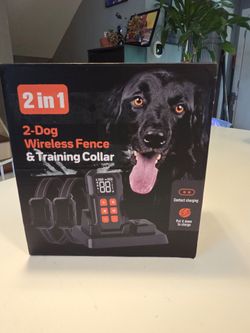 MASBRILL 2-in-1 Wireless Electric Dog Fence 2 Dogs System & Dog Training Collar with Remote, Wireless Containment System Adjustable for all Dogs with 