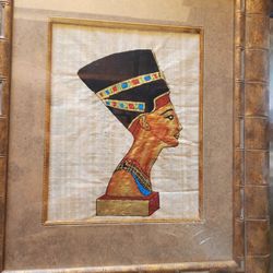 1980's Hand Painted Egyptian Papyrus Artwork