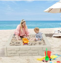 Costway Kids HDPE Sandbox with Cover