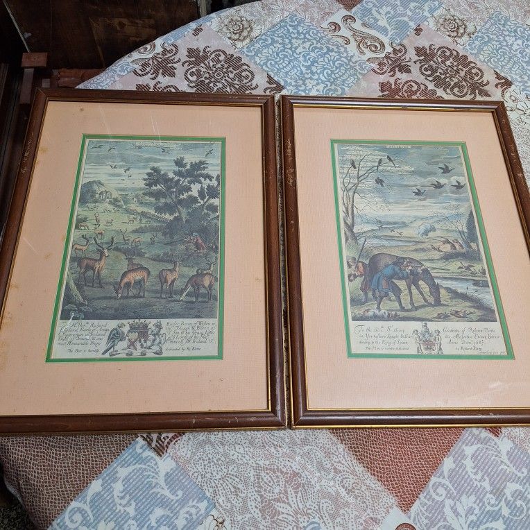 RICHARD BLOME FRAMED ART PRINT PAIR