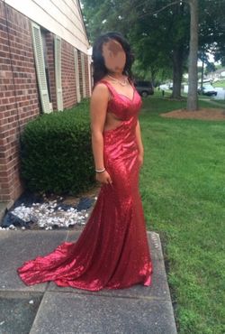 Red sequined gown