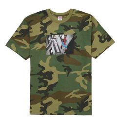 Supreme Spider Man tee Camo in hand