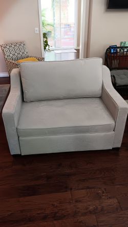 Ashley Furniture Light Gray Upholstered Loveseat Sleeper Sofa Lounger