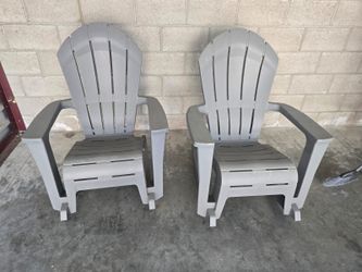 Gray Adirondack Rocking Chairs – Set of 2 – Resin Outdoor Rockers