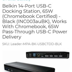Belkin 14-Port USB-C Docking Station, 65W (Chromebook Certified) - Black