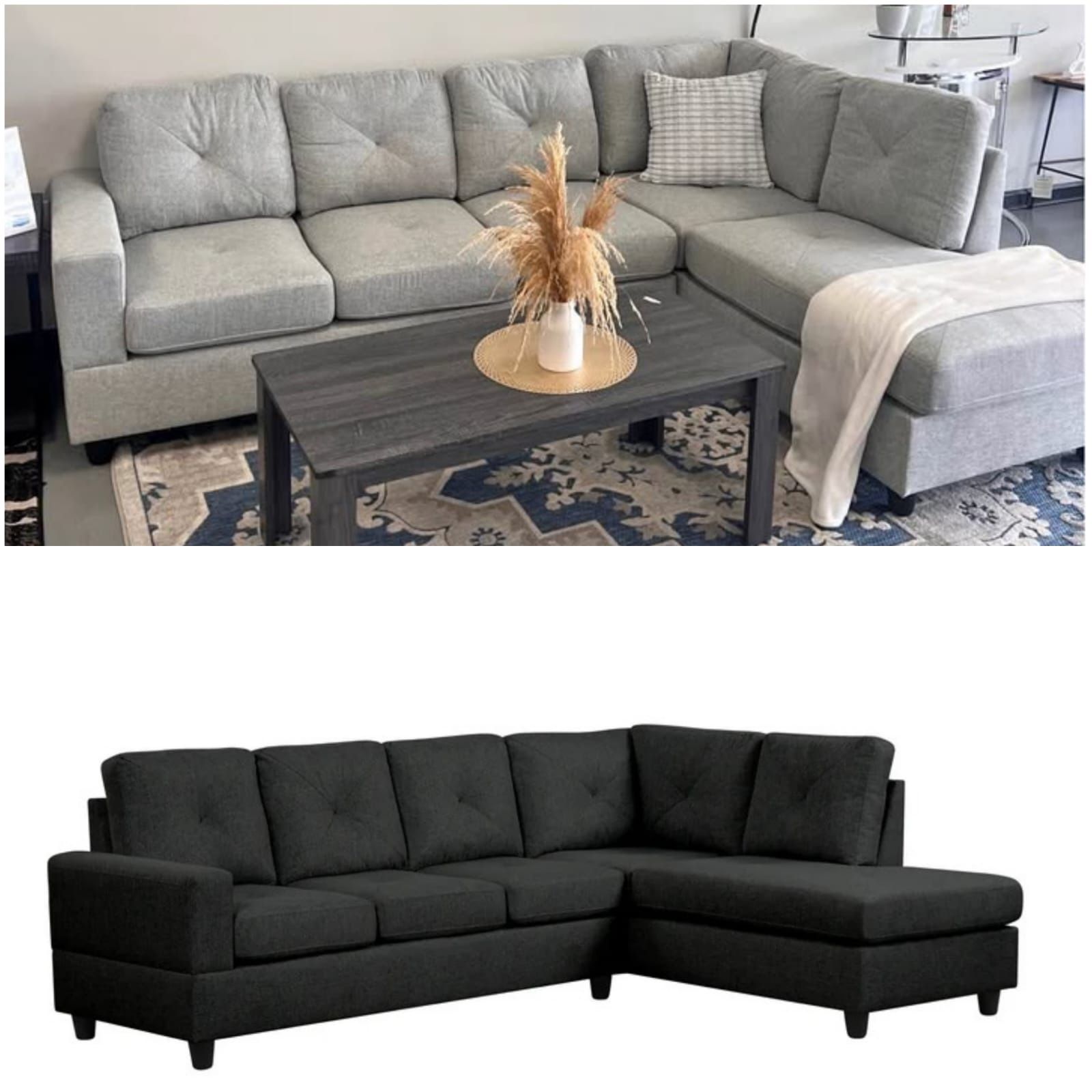 Brand New Black/Grey Fabric L Shape Sectional Sofa | Pay After Delivery 🚚 