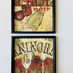 Antique. 2 Lovely Pieces of Art. Wine theme. Like new condition. Outer dimensions 13” x 13”. Take both for $35.