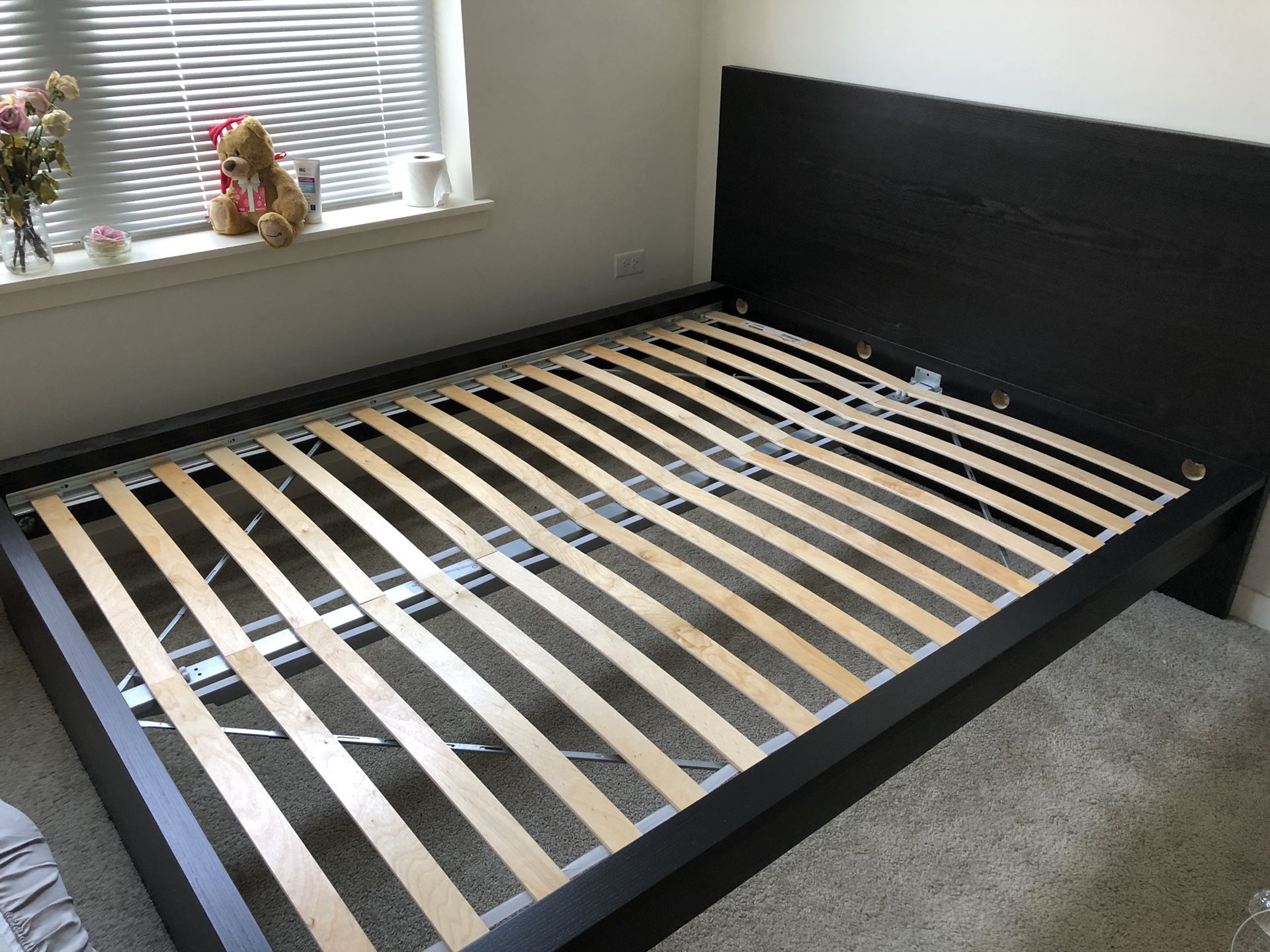 IKEA MALM bed frame, queen size, black brown for Sale in Wheeling, IL