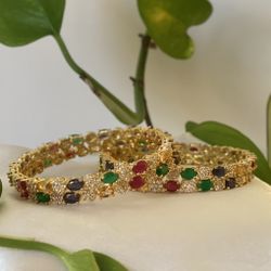 4 Set Colourful Gold Indian Bangles