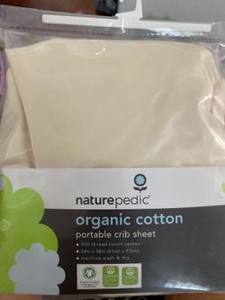 Two Naturepedic Organic non toxic portable crib sheet 24x38 inches