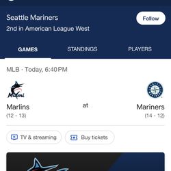 MARINER GAME TICKETS BEHIND BASE
