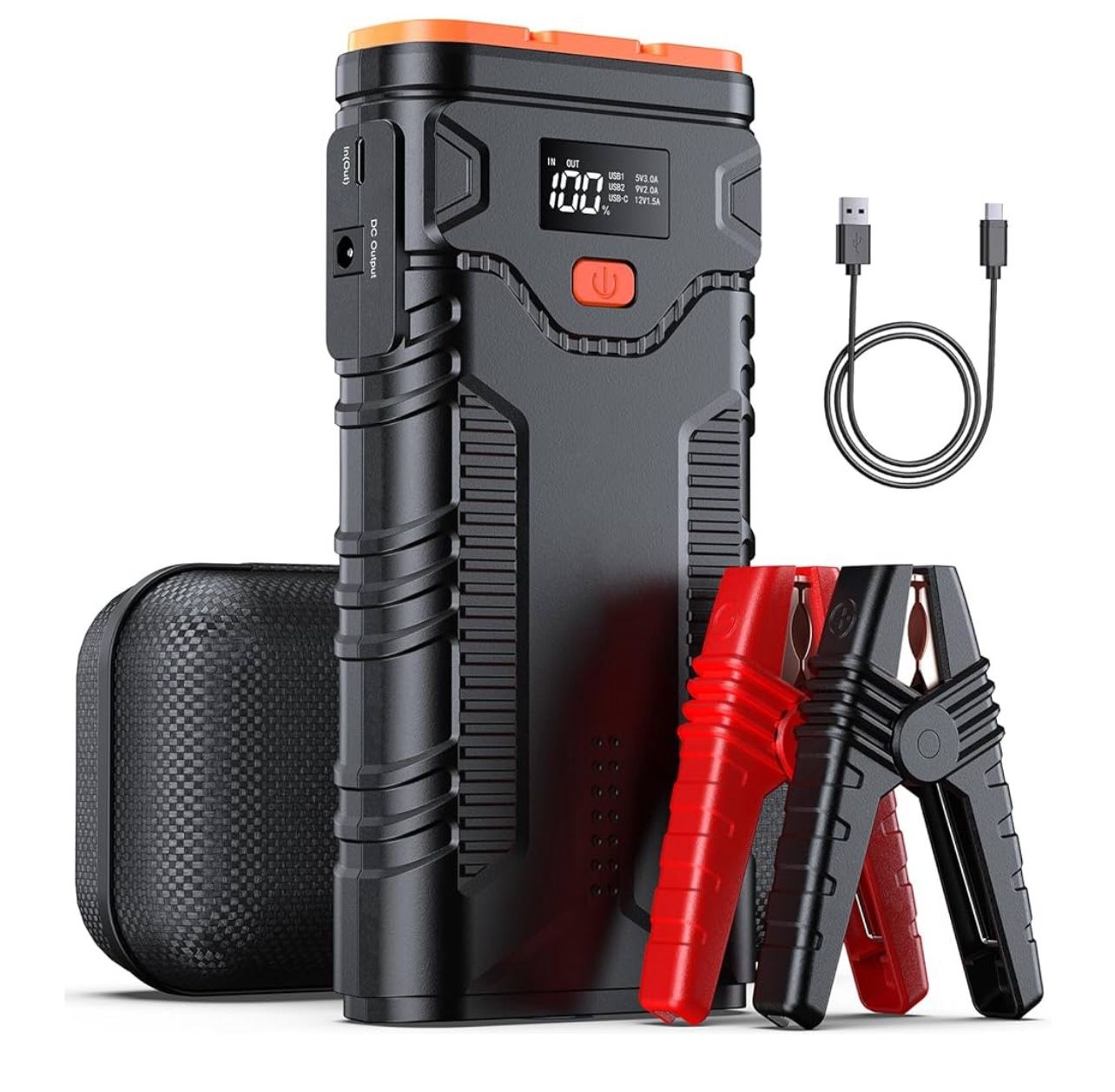 Brandnew Car Jump Starter, 2500A Jump Starter Battery Pack for Up to 10.0L Gas/8.0L Diesel Engines, 59Wh Portable 12V Jump Box with Fast Charge USB Po