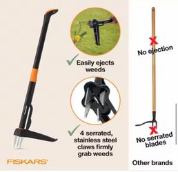 34 in. Stand up 4 Claw Long Handle Weed Puller Tool
