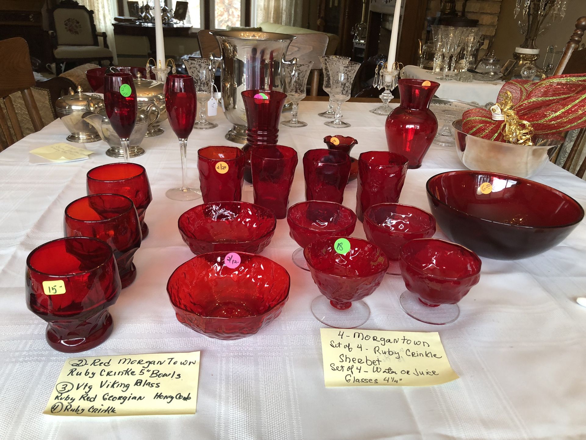 Vtg Ruby Crinkle Glasses, Vtg Viking Ruby Glasses Separate Prices