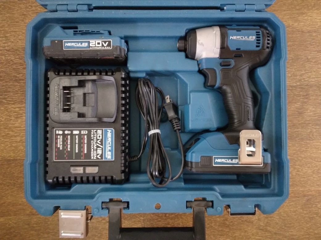 Hercules 20-volt Industrial-quality Impact Driver Kit With 2 Batteries Charger And Hard Shell Case 