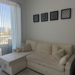 L-Shaped White Couch