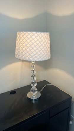 Crystal Ball Table Lamp with White Shade
