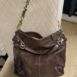 Coach Brown/gold Detailing Hobo Bag