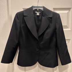 Anne Taylor Brand Women’s Elegant Black Jacket Of A Bow In The Back Tailored Size 2