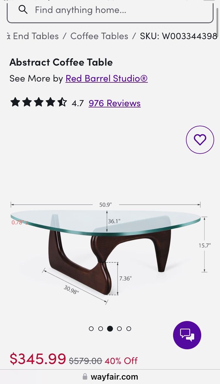 Glass /Wood Coffee & Sofa Table Set