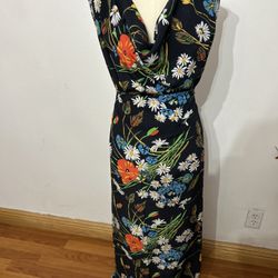 Vintage Floral Print Silk Fabric 
