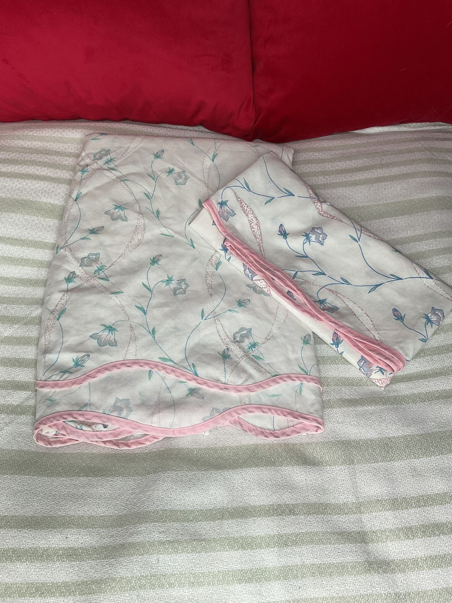 Vintage Dan River Twin Sheet And Pillow Case Scalloped Edging