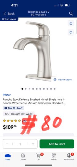 Pfister Rancho Spot Defense Brushed Nickel Single hole 1-handle WaterSense Mid-arc Residential Handle B..
