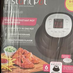 Instant Pot, 6-Quart Air Fryer Lid, Electric Pressure Cooker or Slow Cooker Accessory with Roast, Bake, Crisp, Fry, Broil, Reheat, Dehydrate Functiona