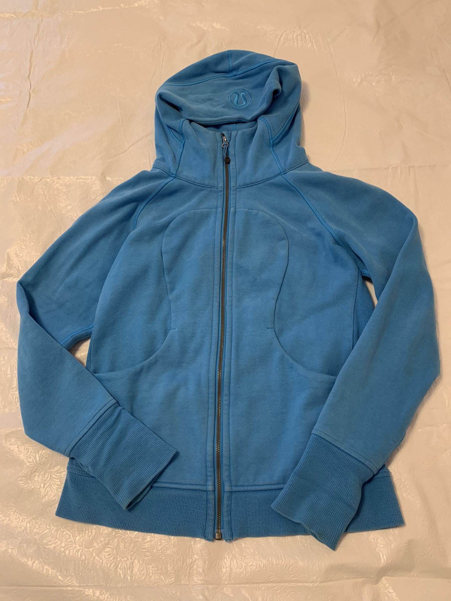 Lulu Lemon Fullzip Teal Scuba Hoodie Size 8 Used
