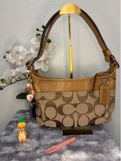 Coach Signature Canvas and Leather Shoulder Bag
