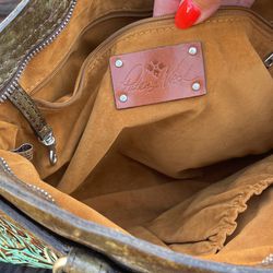 Patricia Nash Leather Zorita Tool Turquoise Shoulder Bag  Thumbnail