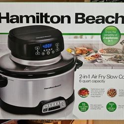 Hamilton Beach 2in1 Air Fry Slow Cooker, 6 Quart Capacity Model 33061
