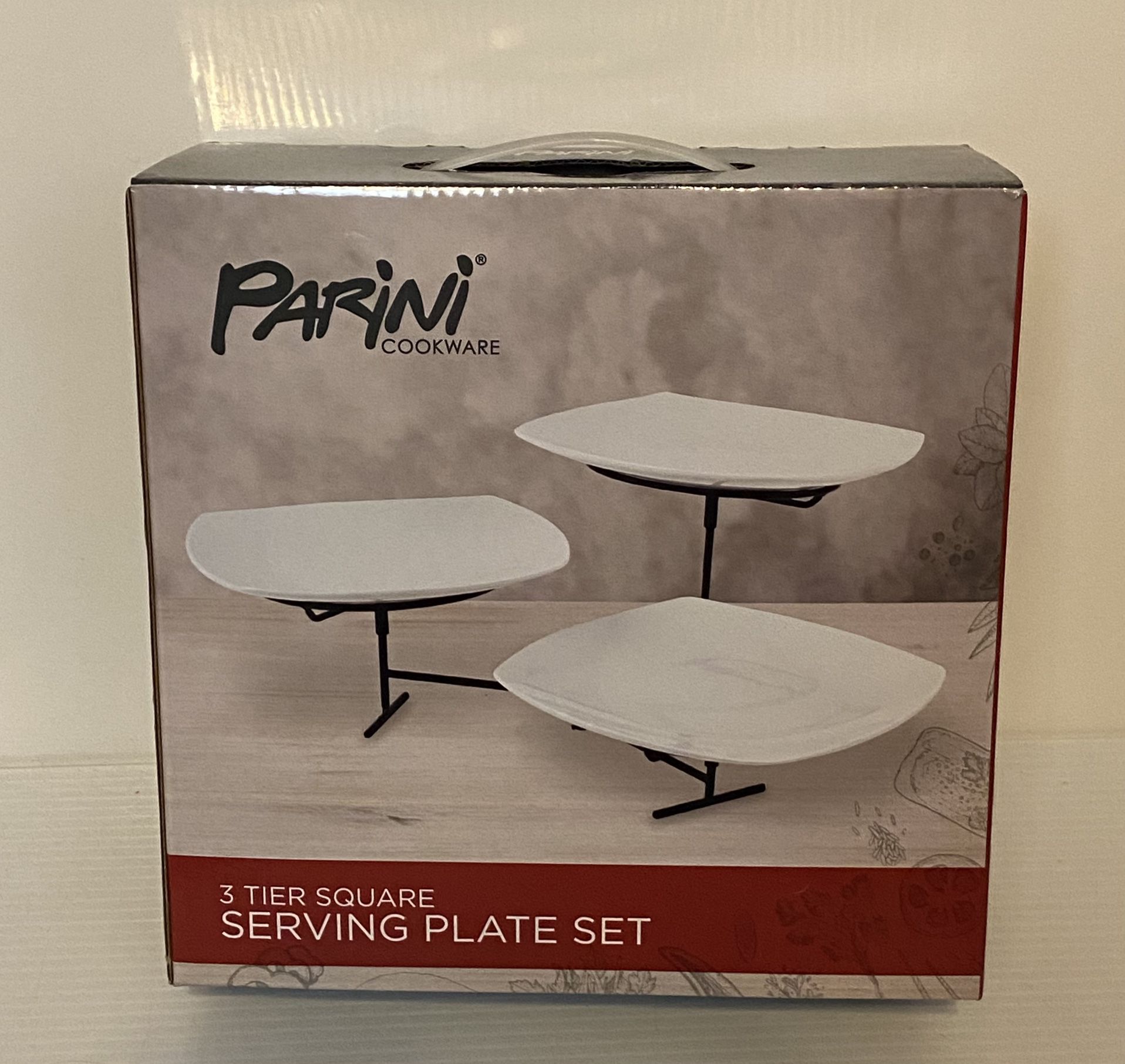 NEW Parini Cookware 3 Tier Square Serving Plate Set 