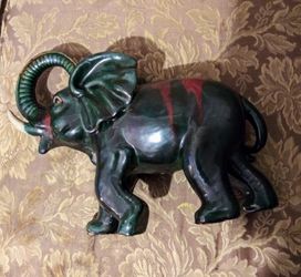 Large Ceramic Elephant with Tusk by Three Hands Corp