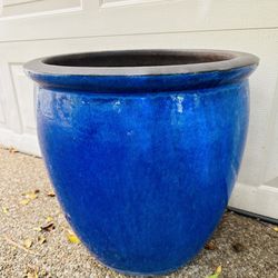 x-large Giant Ceramic Pot Blue Turquoise Aqua 19x19”