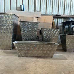 Large stainless steel planters