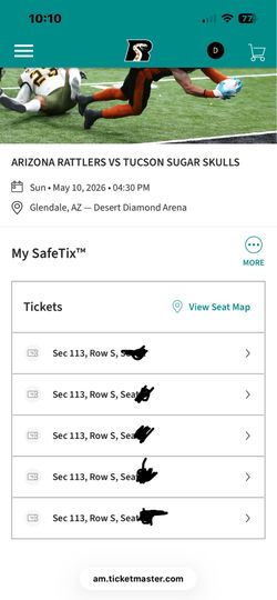 Arizona Rattlers  Ticket May 10 2026