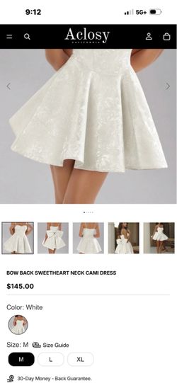 Aclosy Bow Back Sweetheart Cami Dress White