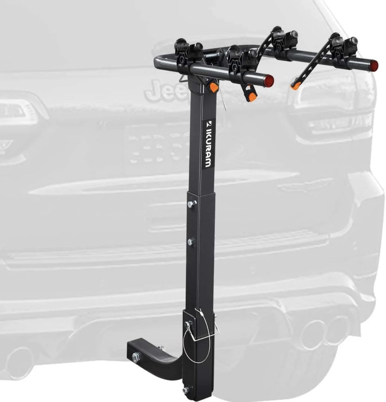 2 Bike Rack Bicycle Carrier, Foldable Dual Hitch Mount for Cars, Trucks, SUVs, Fits 2 Inch Receiver, Tie-Down Strap, Anti-Rattle Hitch Tightener and A