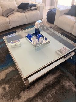 Miami White Glass Square Coffee Table