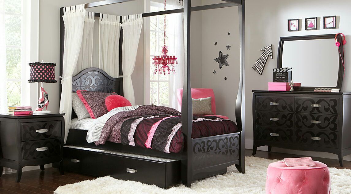 ****GIRLS' 14 PC. ROOMS TO GO BELLE NOIR DARK MERLOT BEDROOM SET, WON'T LAST!****