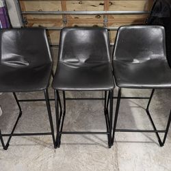 Grey Counter Height Leather Stools
