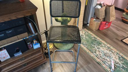 Ratan and chrome stool