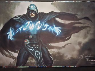 Signed Jace The Mind Sculptor Playmat Jason Chan Blue MTG Magic Ultra Pro Rare