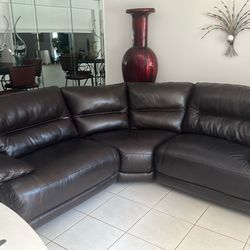 Leather sectional and love seat
