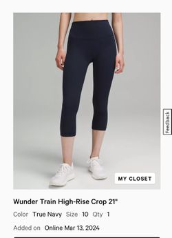 EUC lululemon Wunder Train High-Rise Crop 21", sz 10 - True Navy