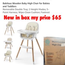 New in box baby high chair $65 firm cash only pick up east Palmdale