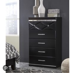 Glam Black 5-Drawer Chest Dresser – $300 OBO