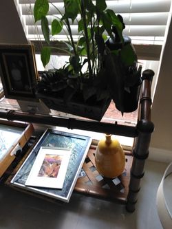 Rattan double glass vintage buffet