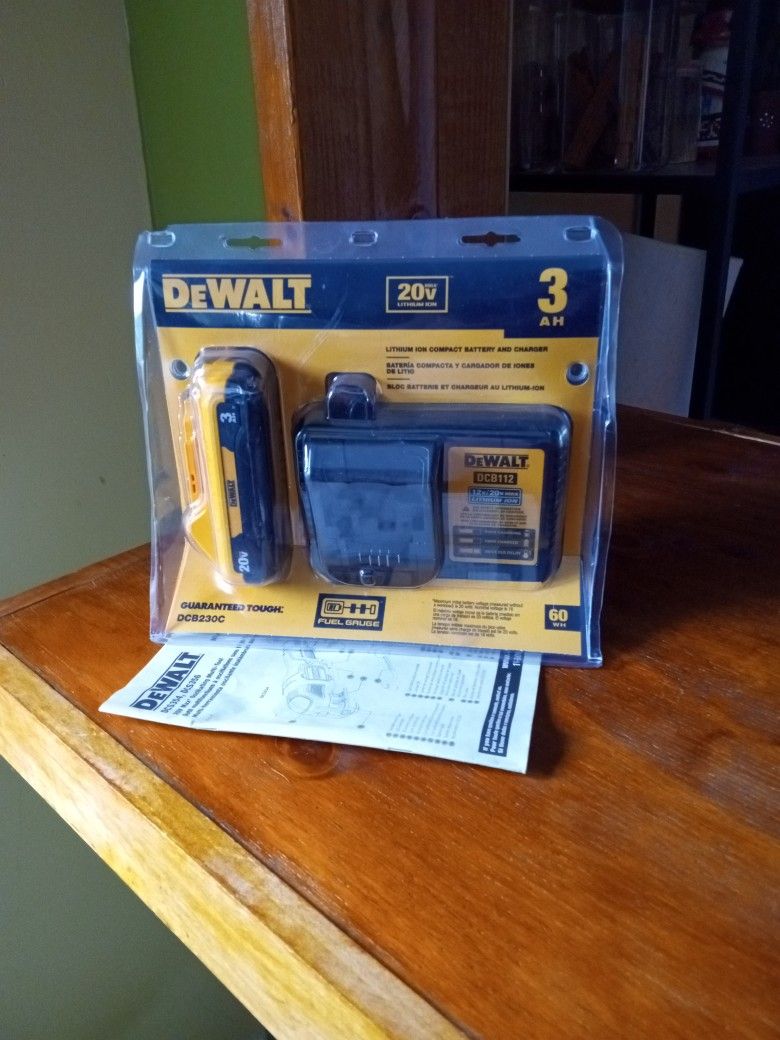 DeWalt. 20 V New Battery. 3.0 Ah. Charger. #. 115.
